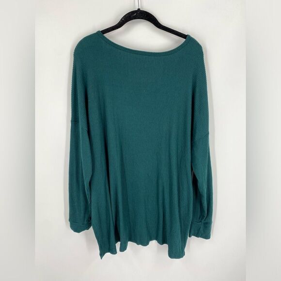 American Eagle Women’s Scoop Neck Long Sleeve Ribbed Knit Blouse Size L - Picture 3 of 3